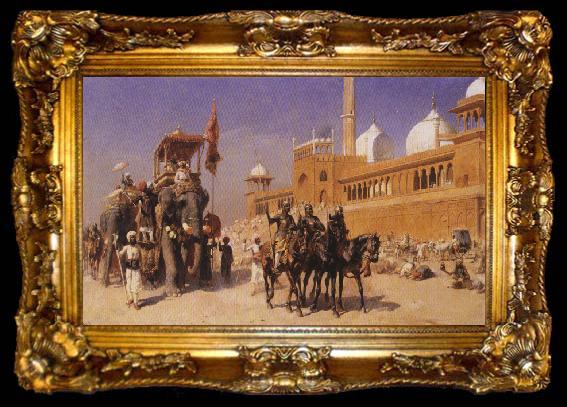 framed  Edwin Lord Weeks Great Mogul and his Court Returning from the Great Mosque at Delhi, India, ta009-2